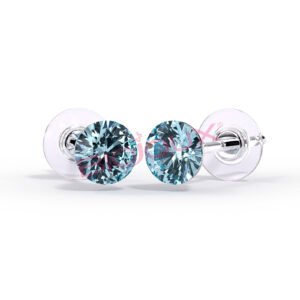 Kolczyki ze Stali Medycznej z Kryształami Swarovski Aquamarine 4mm | Subtelność i Błysk Morskiego Koloru