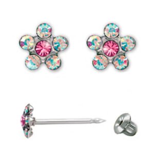 Kolczyki Inverness 120st Flower Crystal/Rose TITANIUM