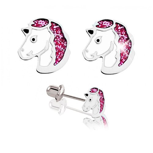 Inverness K010c Unicorn Glitter Pin 6 mm kolczyki do przekłuwania uszu z krótką igłą 9 mm