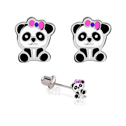 Inverness K621c1 Kolczyki do przekłuwania uszu Baby Panda 6 mm z krótką igłą 9 mm