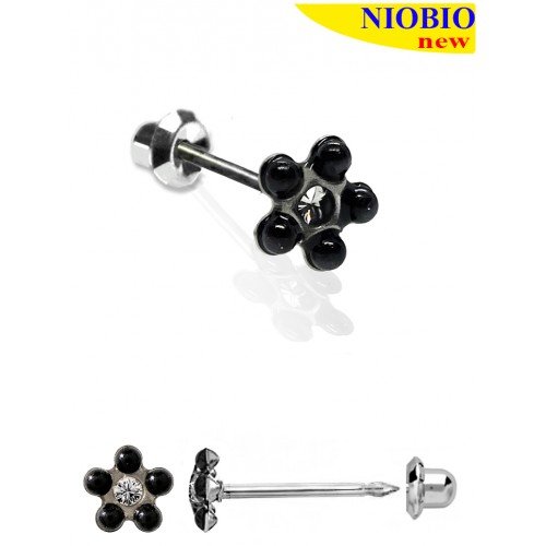 Kolczyki Inverness 136c Black Pearl/Crystal 5mm NIOBIO